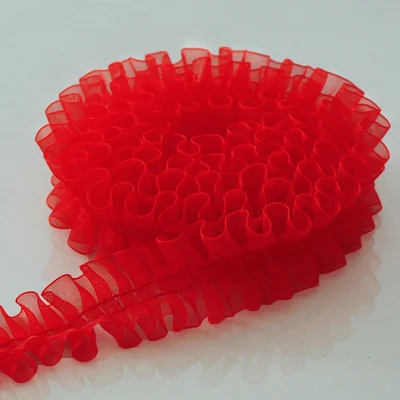 1 м последний гипюр плиссированный красный кружевной отделкой Материал 3 см Белый