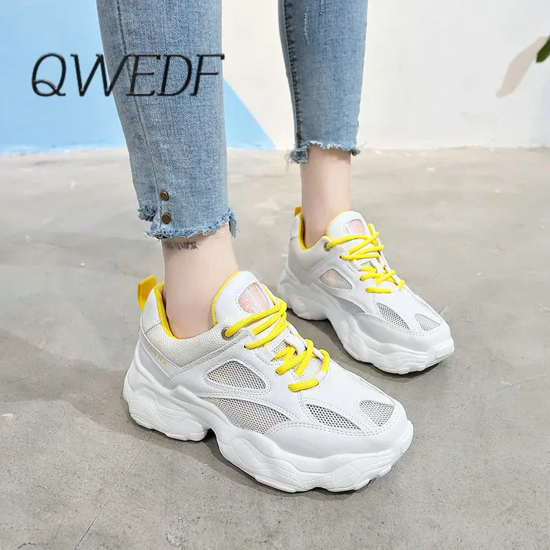 QWEDF/Модные женские кроссовки Harajuku; спортивная обувь на буферной платформе с вентиляцией; спортивная прогулочная YN-29