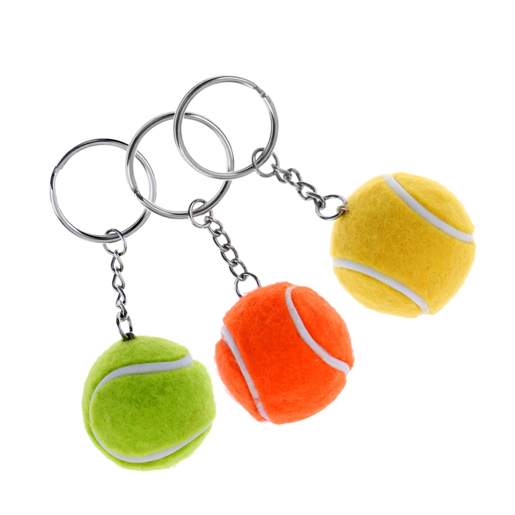 Novelty Mini Tennis Ball Key Chain Keychain Metal Ring Keyring Chains |