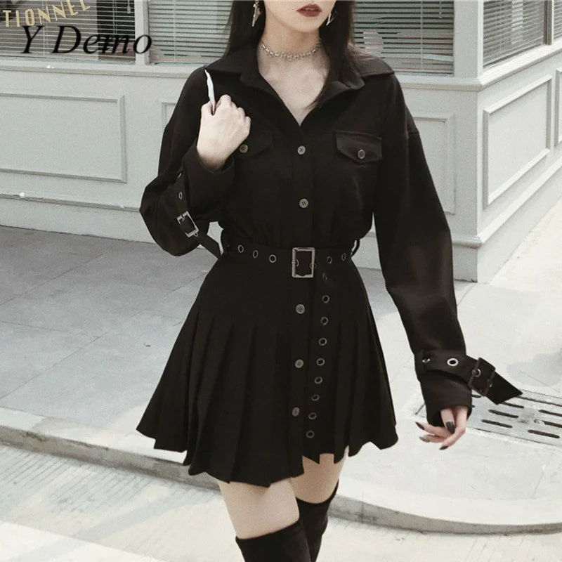 Y Demo готическое шикарное платье с длинным рукавом женское на бретельках рюшами