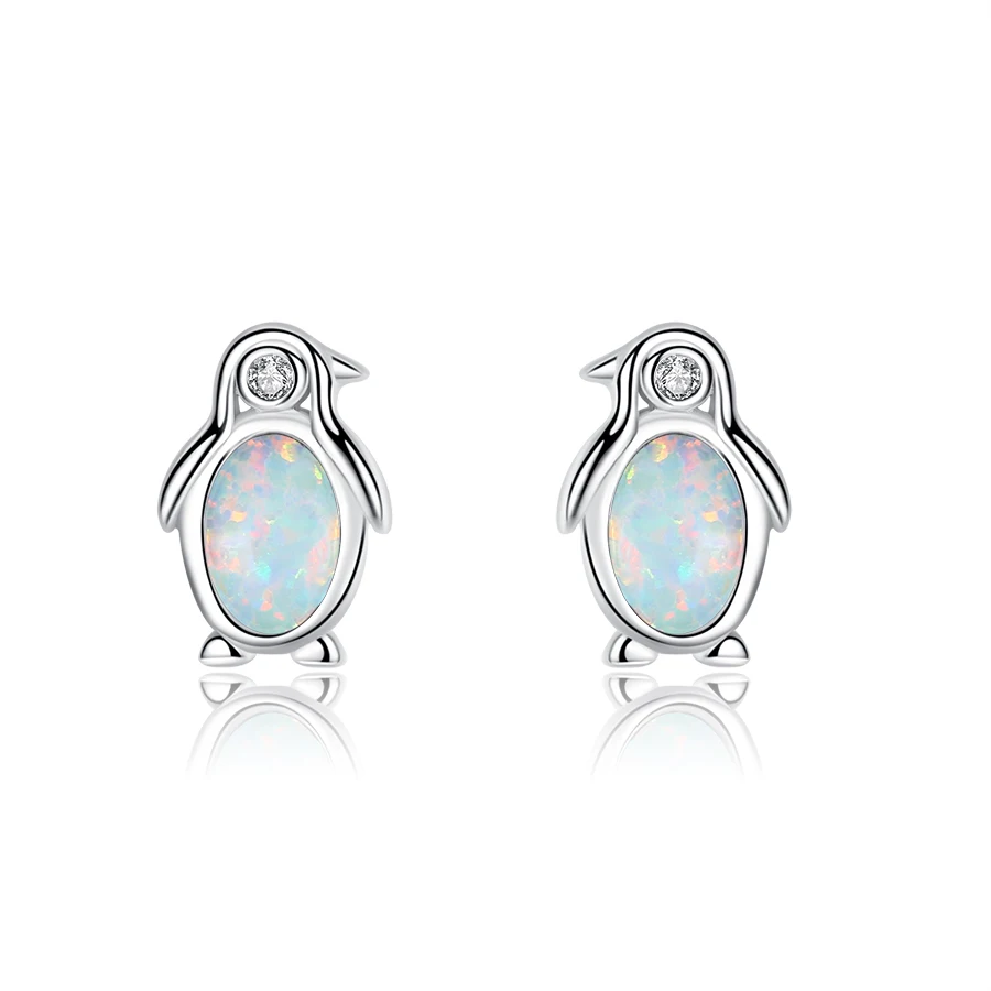 Серьги-гвоздики женские из серебра 925 пробы с опалом