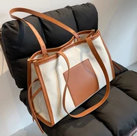 patchwork designer women big totes ladies handbag large capacity shopper bags casual canvas female shoulder bag brown bolsos