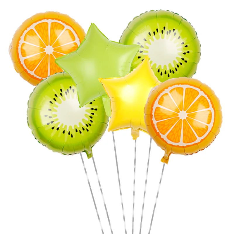 

6pcs Fruits Foil Balloons Birthday Decorations Kids Summer Theme Party Inflated Toys Watermelon Orange Helium Globos Baby Shower
