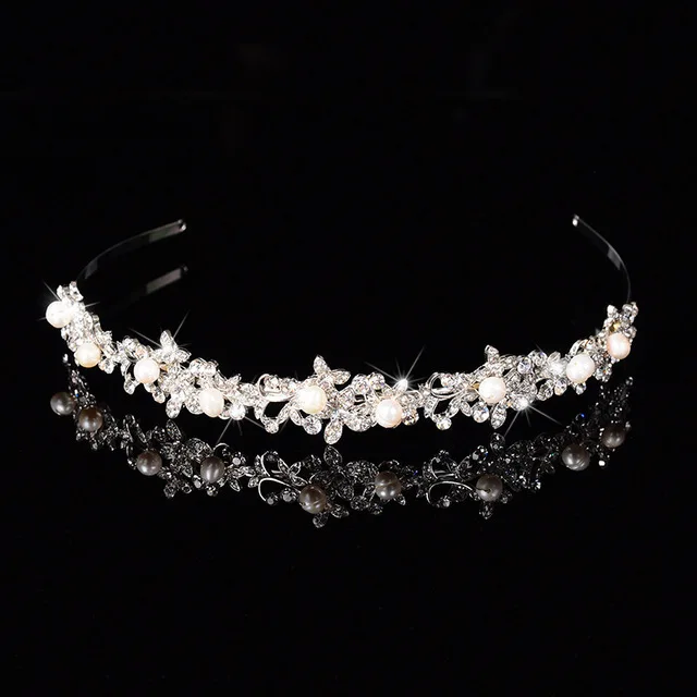 SLBRIDAL сплав Свадебный Тиара головной убор со стразами Хрустальная Свадебная Тиара головной убор жемчуг свадебные аксессуары для волос женские ювелирные изделия - Окраска металла: Model 12