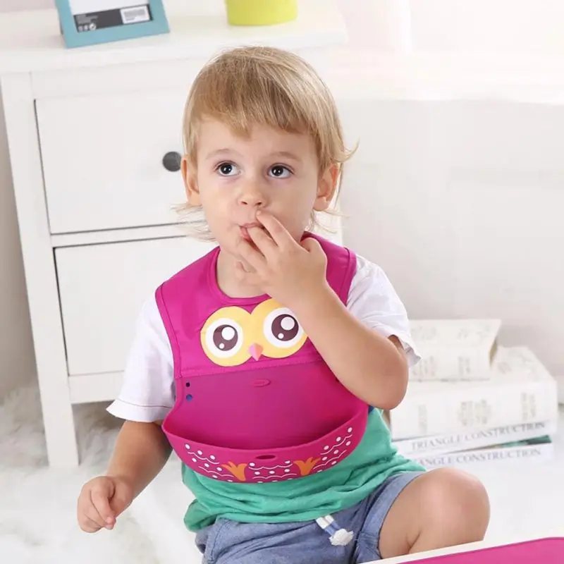 

Boy Girl Bib Saliva Waterproof Silicone Towel Bib Children Cute Printed Cartoon Bib 0-3Ys