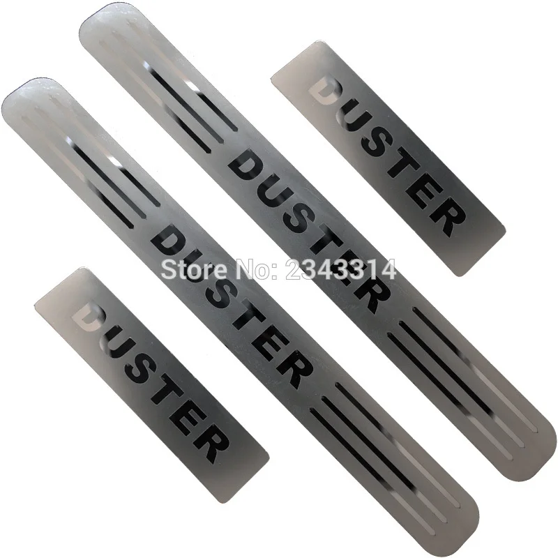 Stainless Chrome Для Dacia Renault Duster 2010- карбоновое волокно, автомобильный порог, защита от царапин, накладка, защитная крышка, аксессуары для стайлинга автомобилей - Цвет: Stainless Chrome