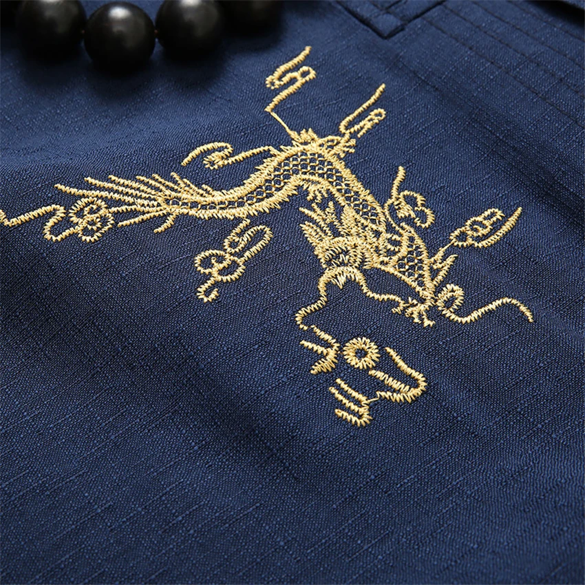 Традиционная китайская одежда для мужчин летняя блуза с коротким рукавом