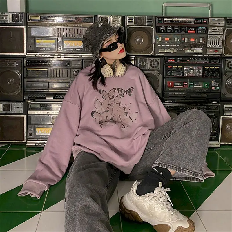 

Бабочка Толстовка Женская BF в форме крыльев летучей мыши, свободная женская кофта с длинными рукавами 2020 осень АСИММЕТРИЧНЫМ ПОДОЛОМ сексу...