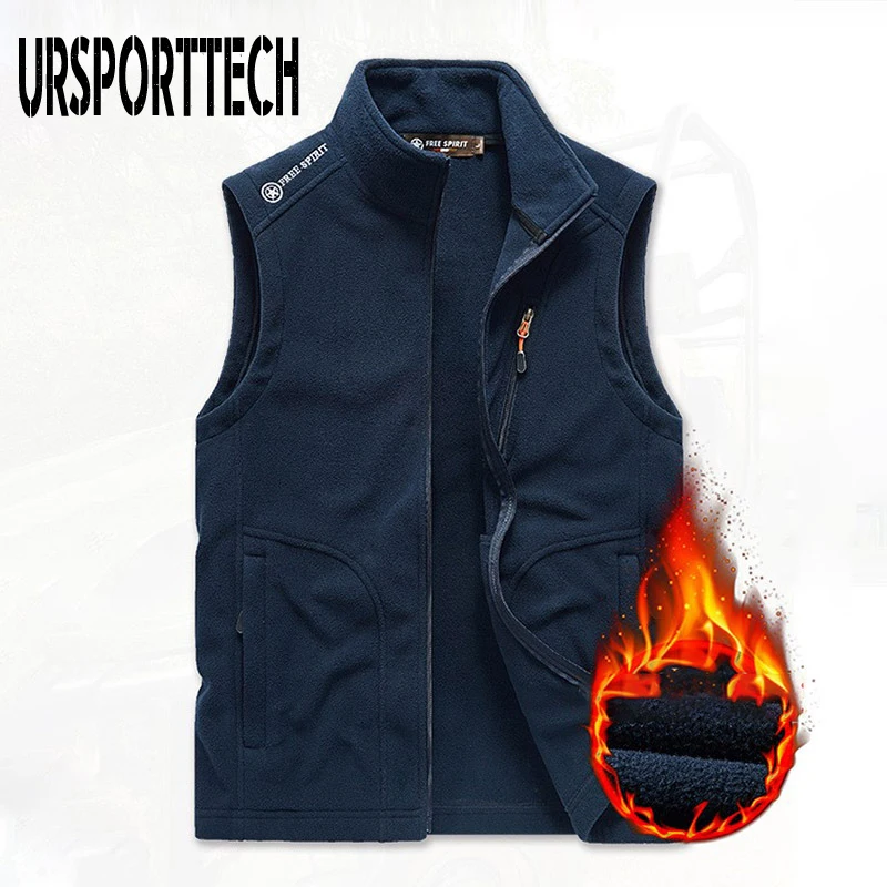 

URSPORTTECH мужской жилет, куртка оверсайз, вельвет, осень, теплый, без рукавов, мужские куртки, пальто, мужской зимний Повседневный жилет, однотонный жилет, топы