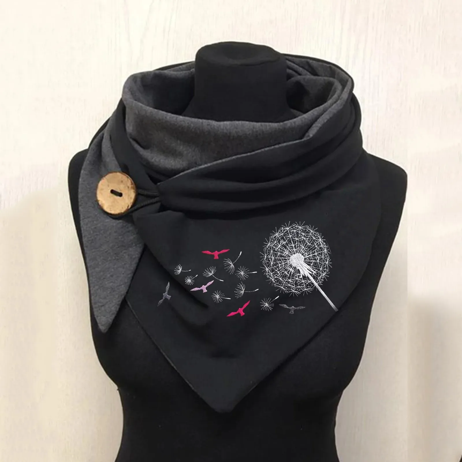 

2021 Fashion Winter Scarf For Women Printing Button Soft Wrap Casual Warm Scarves Shawls Scarf Foulard Femme Neck Bandana