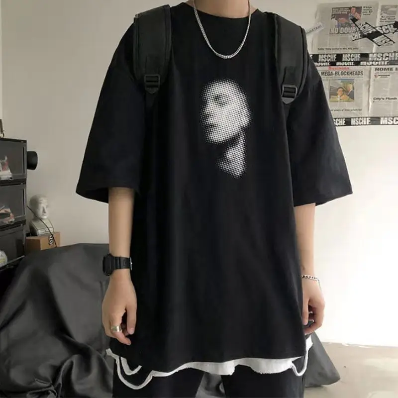 

New fashion hip-hop chaoda loose T-shirt men's and women's Harajuku T-shirt WISH YOU WERE HERE letter print T-shirt top