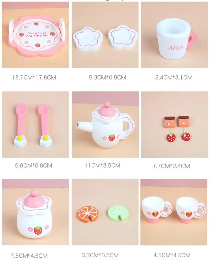 Имитирующий деревянный кухонный розовый чайный набор игровой домик Обучающие