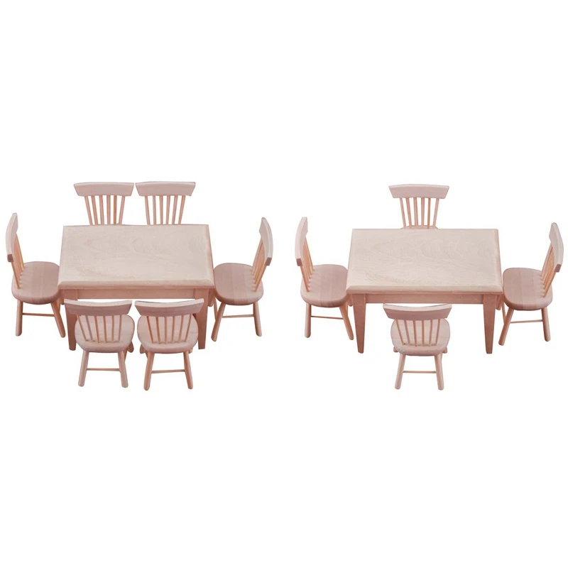 

Miniature Dining Table Chair Model 1:12 Miniature Dollhouse Wooden Furniture Toy Set