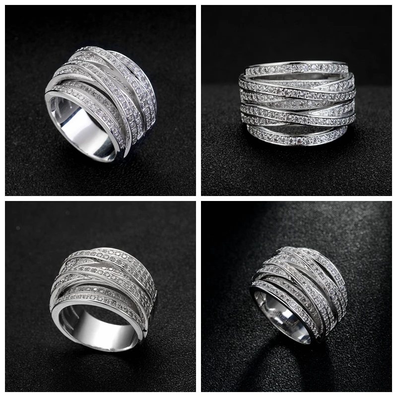 Роскошные ювелирные изделия циркониевые Кристальные кольца с фианитом для