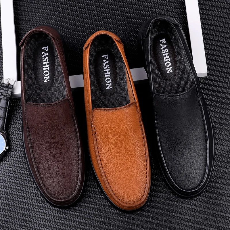 

Moccasins Men Loafers Shoes fashion Male Flats genuine Leather Casual Boat Walking Driver Footwear men Chaussures Hommes