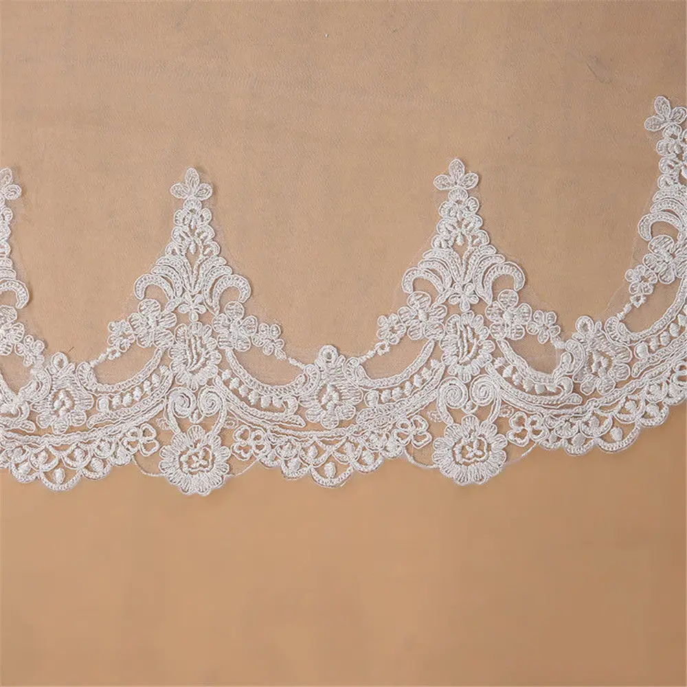 

Voile Mariage 3M One Layer Lace Edge White Ivory Cathedral Wedding Veil Long Bridal Veil Cheap Wedding Accessories Veu de Noiva