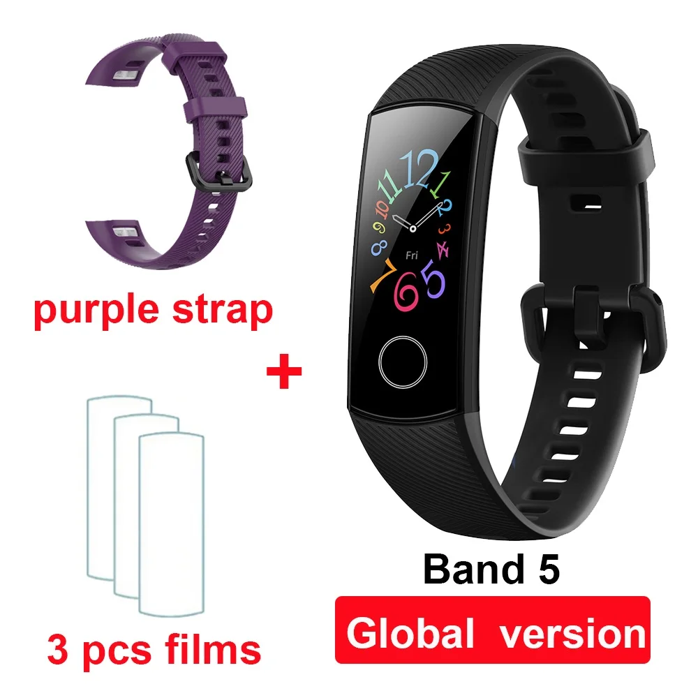 black GL purple huawei Honor Band 4 Band 5 Smart Wirstband 50m водонепроницаемый фитнес-трекер монитор сердечного ритма во время сна оснастка умный Браслет - Цвет: black GL purple