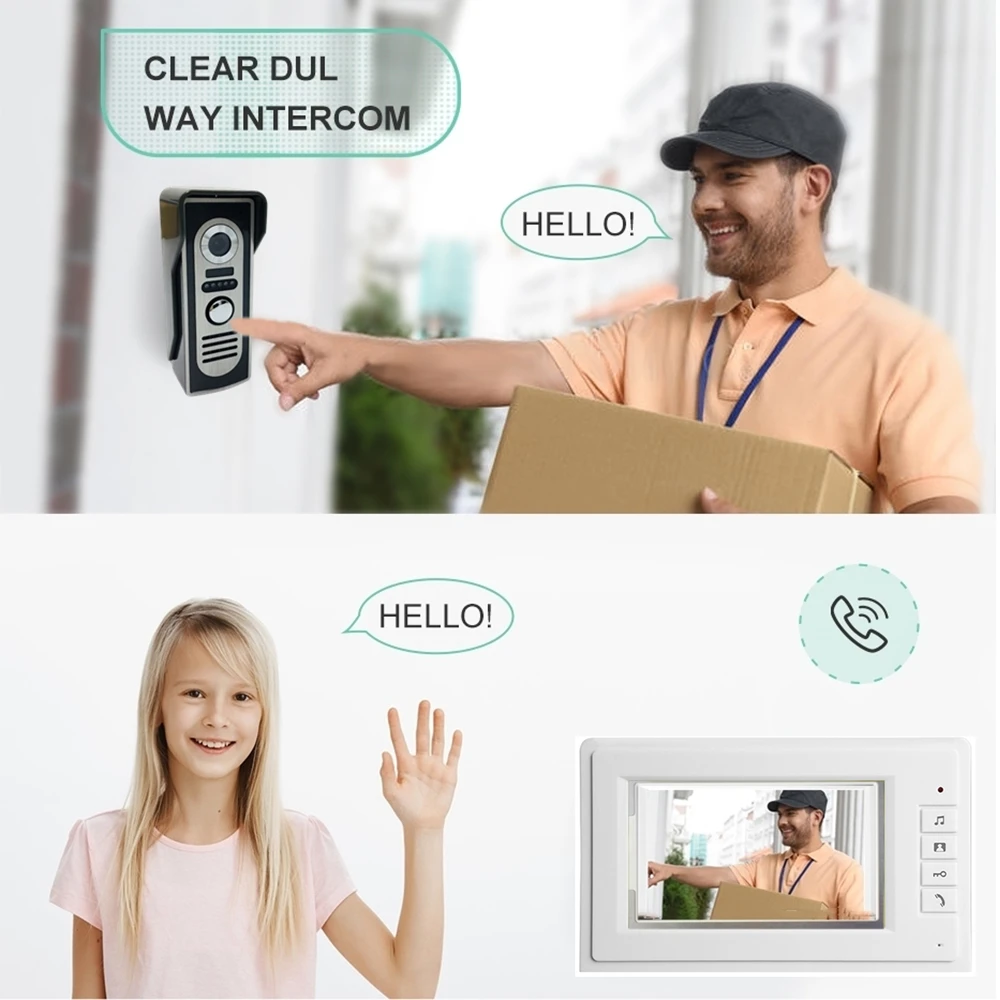 Видеодомофон система 7 дюймов дверной звонок ночное видение ИК 1200tvl камера