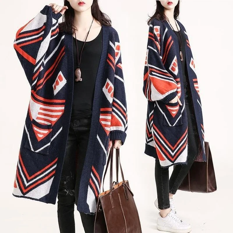 

Autumn and Winter New Style Literary Plus Size Women's Fat Mm Loose Fashion Cloak Wild Loose Cardigan Sweater Jacket