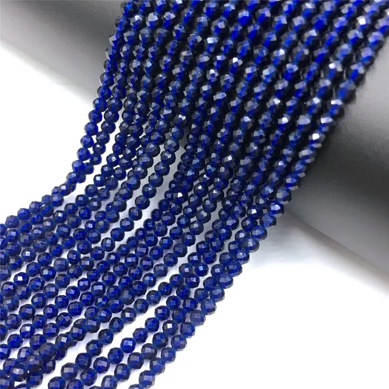 

15.5" 2 mm 3 mm Sapphir Small Beads Wholesale Blue Quartz Faceted Stone Strand Bead For DIY Making Jewelry Earing Women Necklace