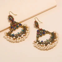 seanlov exquisite bohemian pearl earrings colorful crystal pendant earrings fashion beautiful women jewelry gifts