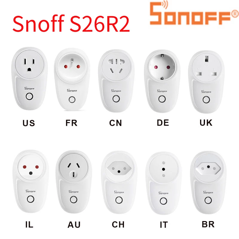 

Умный выключатель SONOFF S26R2 с Wi-Fi, настенная розетка с таймером DE/IT/BR/IL/FR, e-WeLink, работает с Amazon Alexa и Google Home