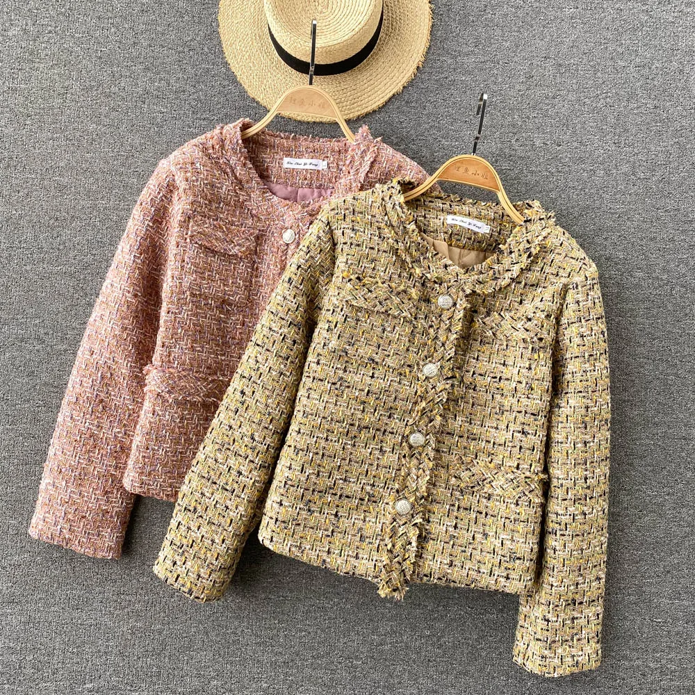 

Ladies' Woolen Coat Women's Autumn/winter 2021 New Round Neck Single-breasted Loose Padded Top