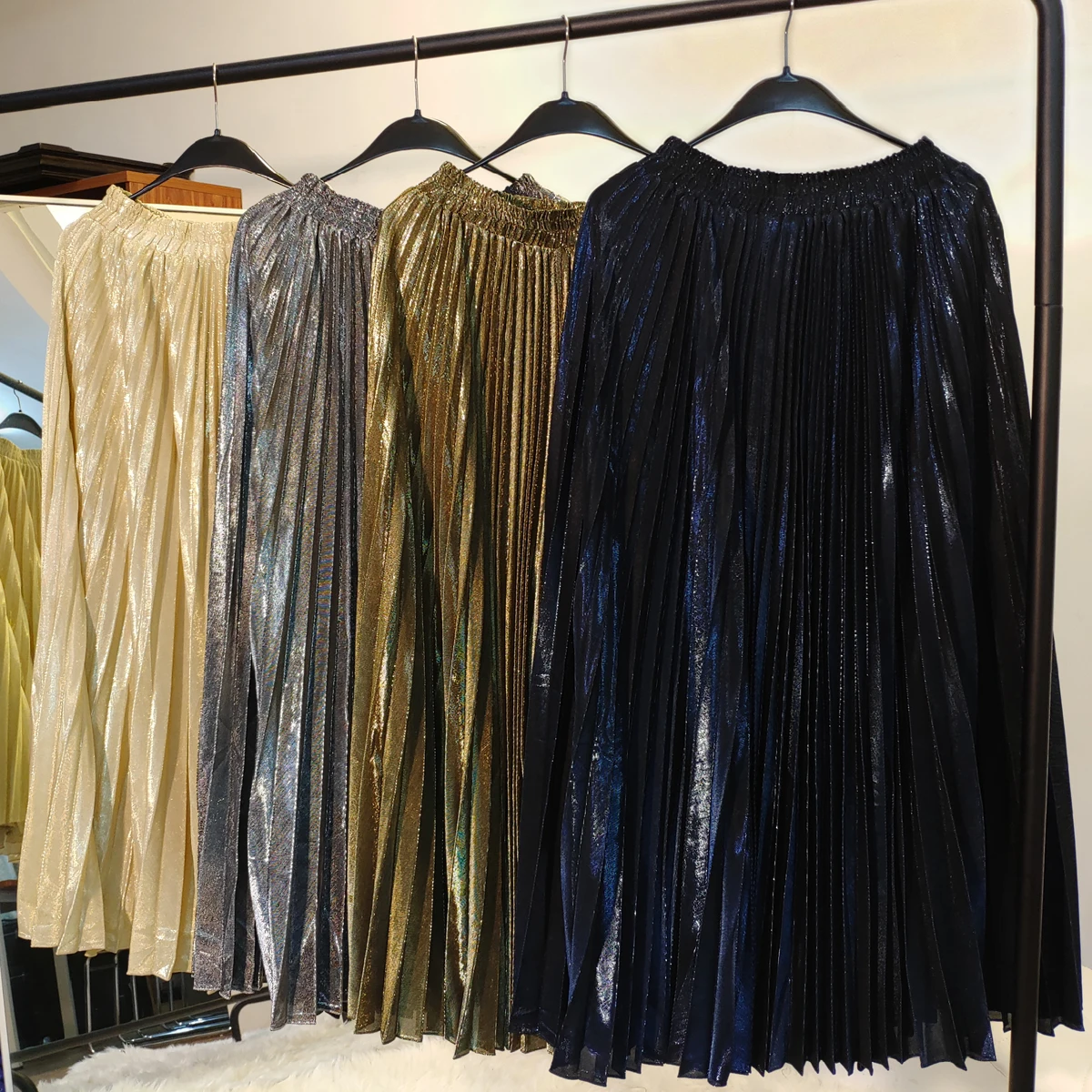 Мусульманская женская плиссированная длинная юбка эластичная макси с высокой