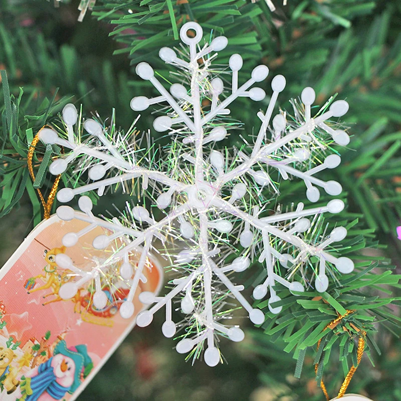 3Pcs White Plastic Fake Snowflake Christmas Party Hanging Pendants New Year Xmas Tree Ornaments Navidad Home Decoration