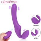 Двойной фаллоимитатор без бретелек для лесбиянок, Вибратор Интимные Игрушки для взрослых, женский ремешок на пенис, пульт дистанционного управления, Женский Массажер для влагалища