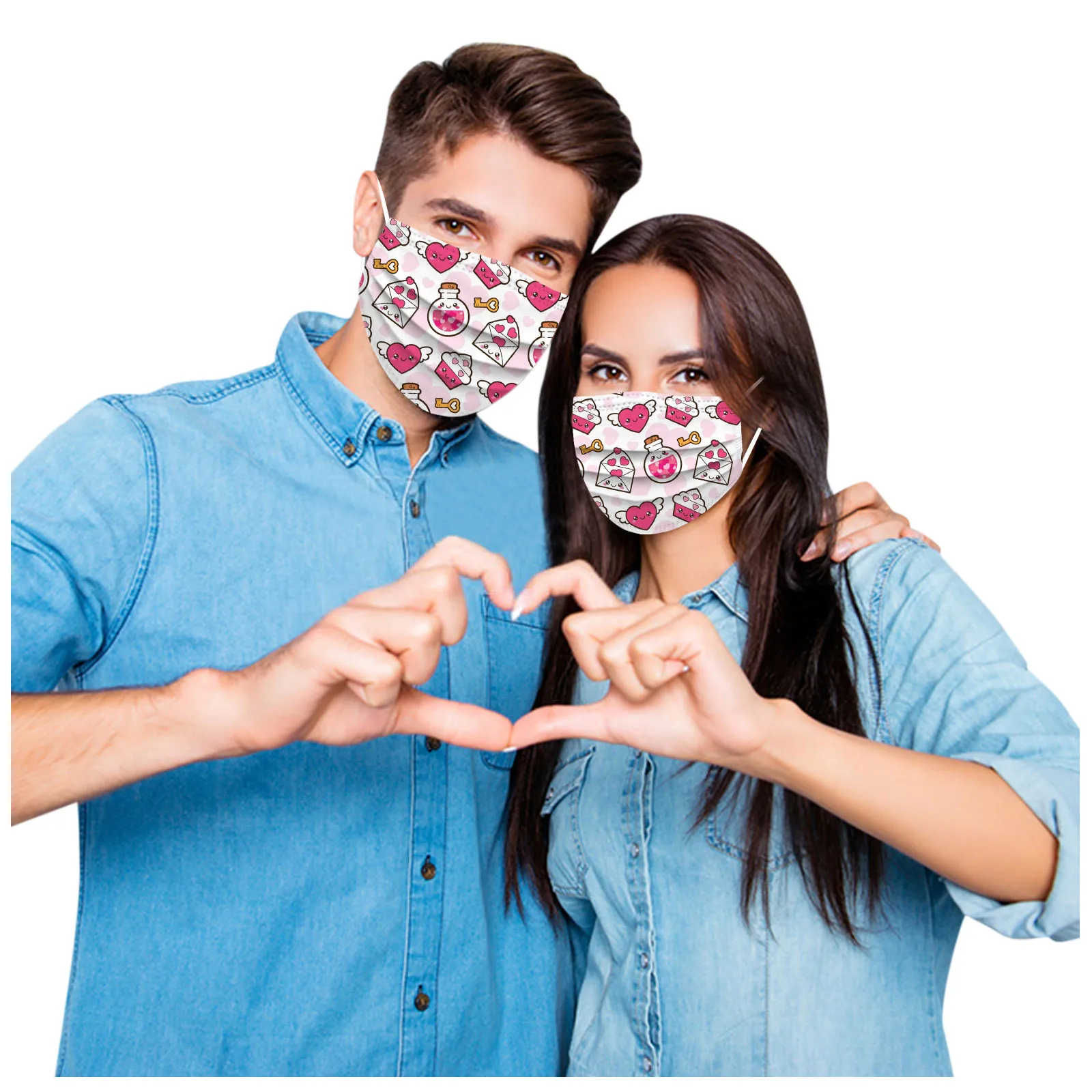 

50pc Valentine's Day Print Mask for Protection Face Mask Disposable Earloop Mask Cover Face Mask Multiple Proteccion mask