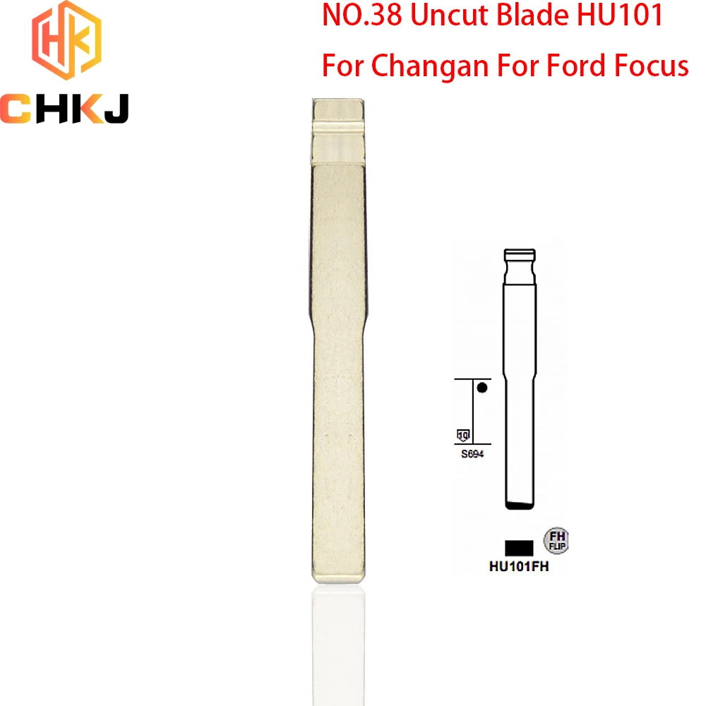 

CHKJ 10PCS/Lot NO. 38 Replacement Metal Blank Uncut Flip KD/VVDI/JMD Remote HU101 Key Blade Type #38 for Changan for Ford Focus