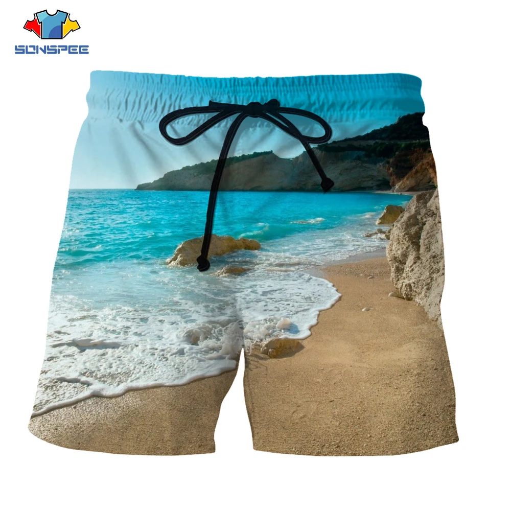 

SONSPEE Summer Party Men 3d Print Beach Tree Style Funny Board Shorts New Swimming Shorts Party Fashion Casual Shorts