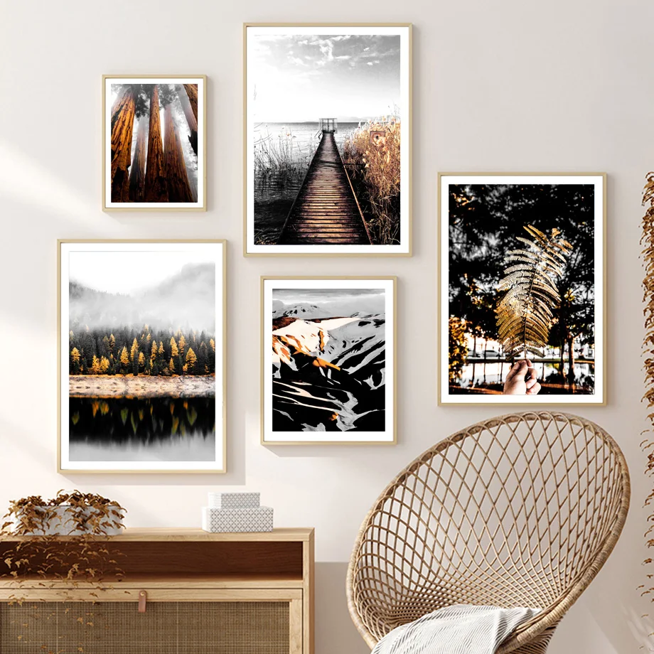 

Mountain Trunk Path Forest Lake Palm Hill Wall Art Canvas Painting Nordic Posters And Prints Wall Pictures For Living Room Decor