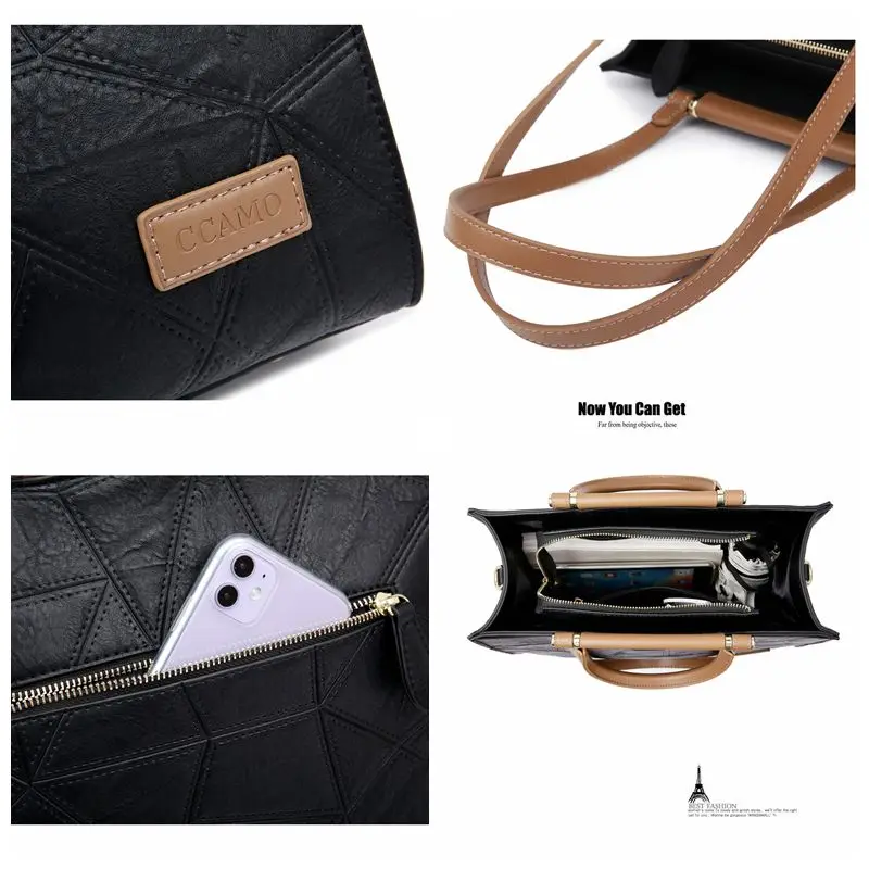 

Vintage Contrast Color Women Handbag Large Capacity Women Shoulder Bag High Quality Pu Leather Big Women's bag Lady tote bag New