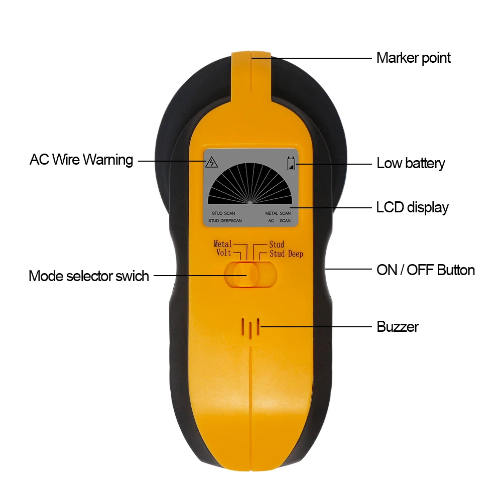 Digital Wall Stud Finder Metal Detectors Center Wood AC Live Wire Scanner Warning Detection | Инструменты