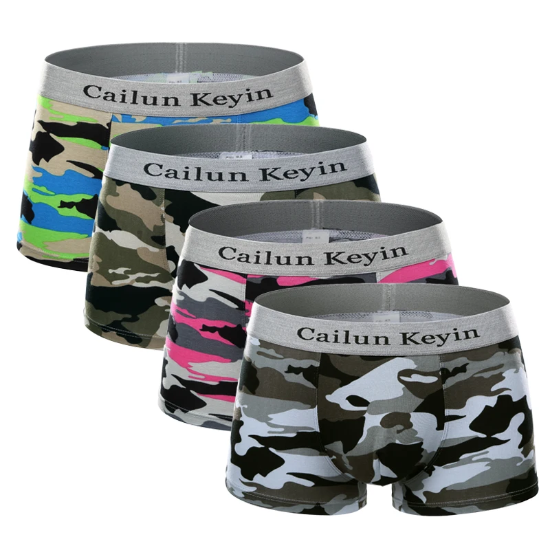 Мужское нижнее белье NXY дышащие хлопковые боксеры с камуфляжным принтом шорты