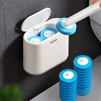 disposable toilet brush cleaner with long handle and no dead ends cleaning brush replacement brush head plunger set