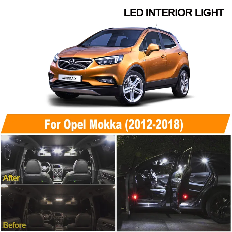 

14pcs White Canbus LED Bulbs Interior Light License Plate Lamp Kit For Opel Mokka for Vauxhall Vanity Mirror Lights 2012-2018