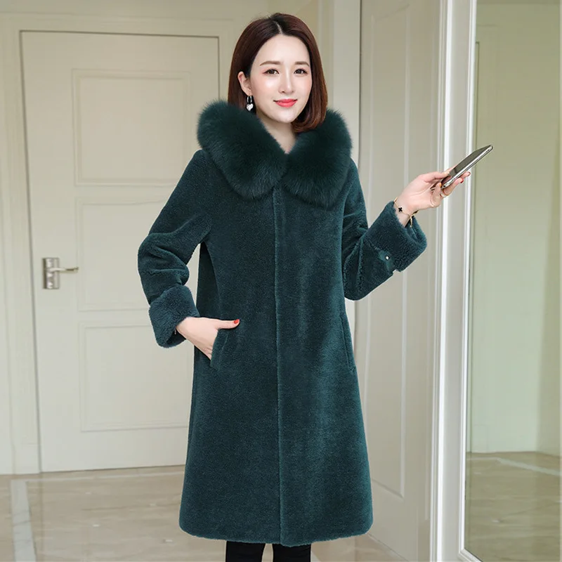 Пальто с натуральным мехом женская одежда 2020 Зимняя шерстяная куртка капюшоном