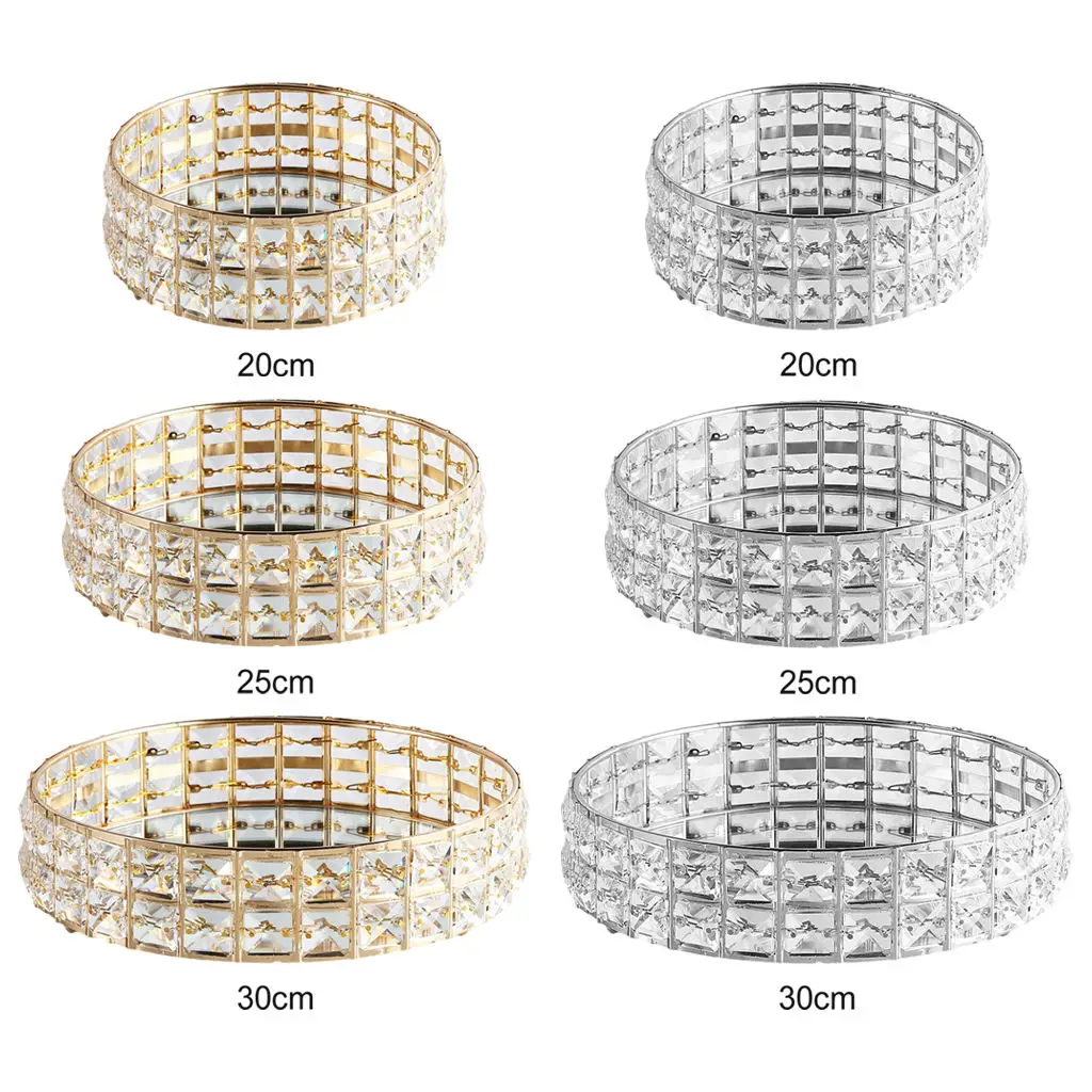 

Crystal Mirrored Tray Vanity Perfume Jewelry Organizers Snack Serving Trays Kitchen Decor