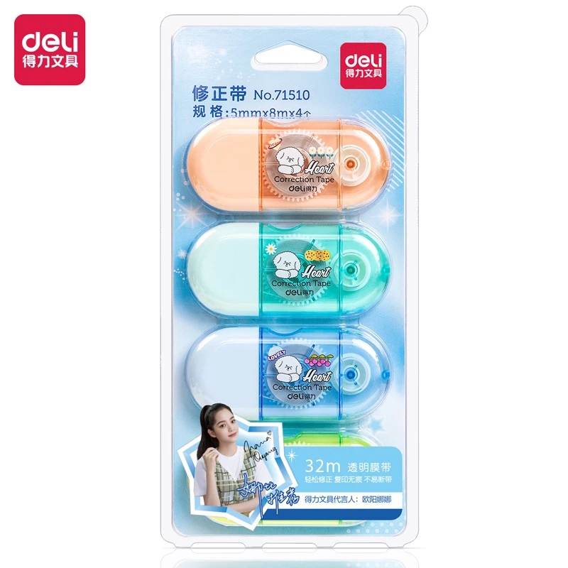 

DELI 4PCS Pack Correction Tape White Out Corrector Correcting Tapes Gift Stationery School Supplies