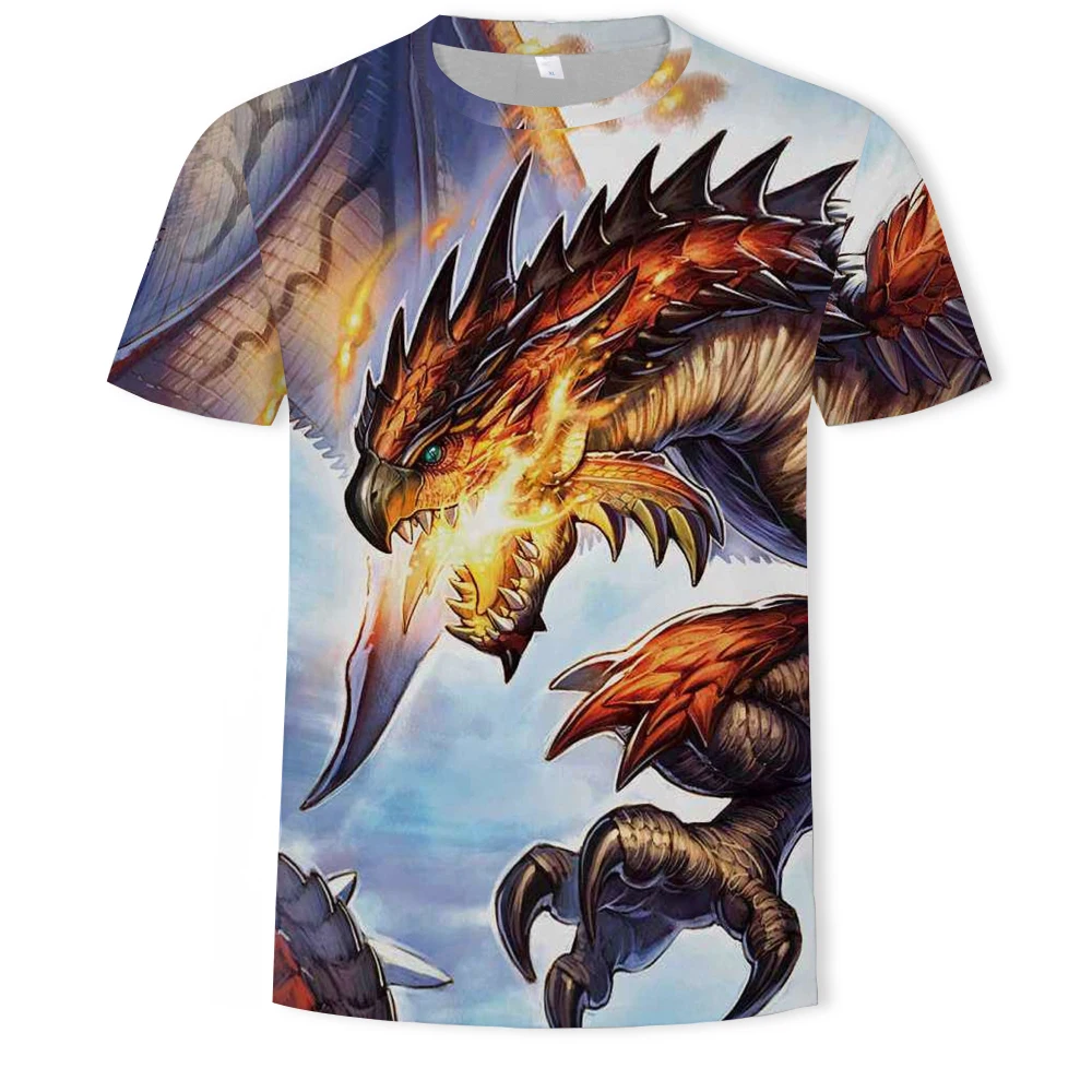 

Flame animal raptor new 3D printed T-shirt summer hot sale O-neck fashion casual short-sleeved shirt street men's clothing