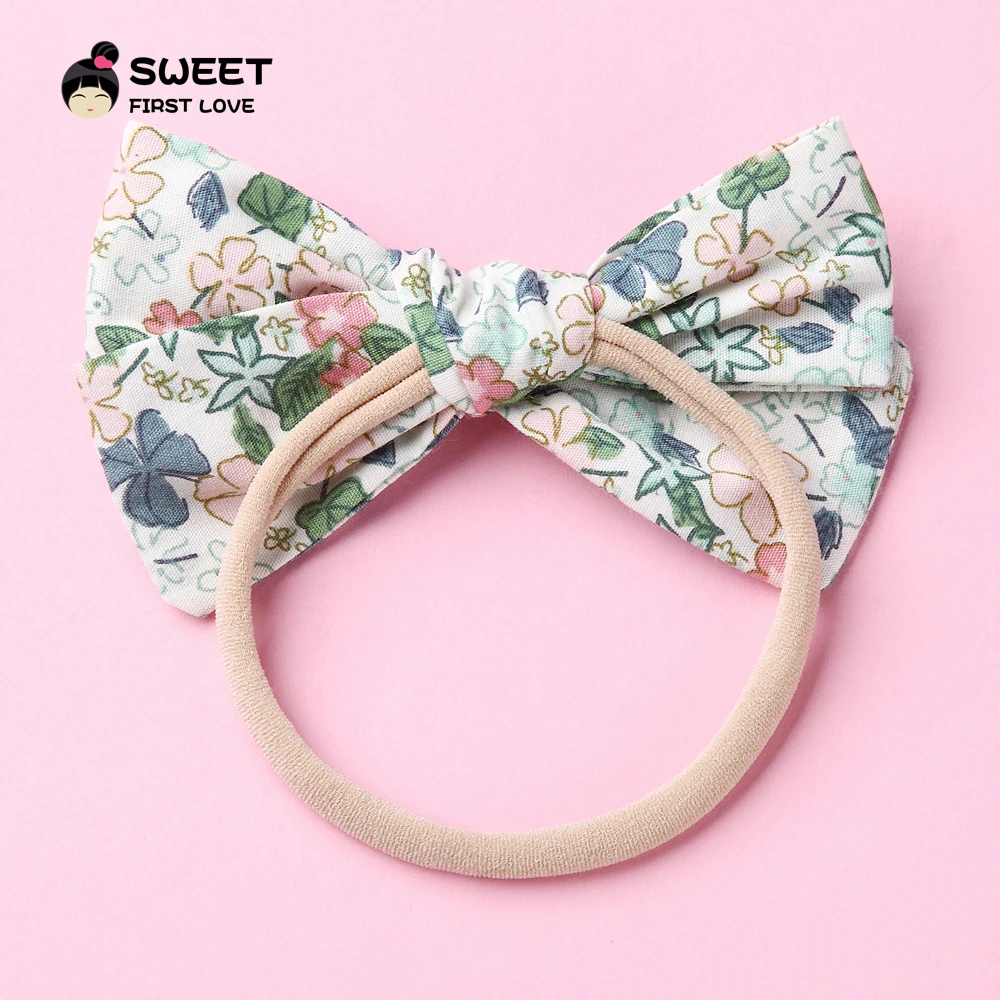 4 шт./лот повязки на голову с цветочным принтом для девочек милые эластичные