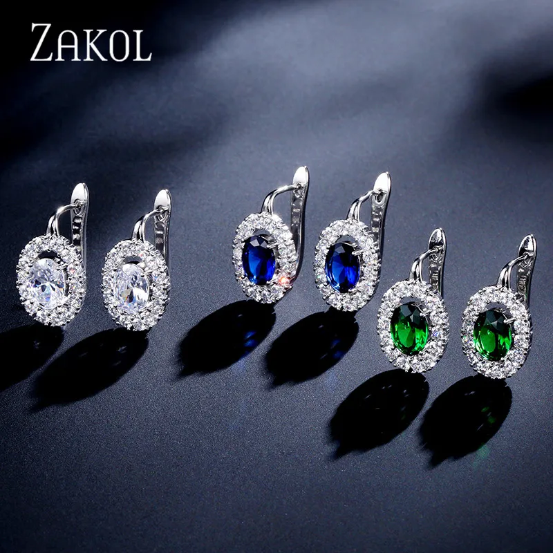 ZAKOL НОВЫЕ ПОСТУПЛЕНИЯ Модные овальные кубические циркониевые хрустальные серьги