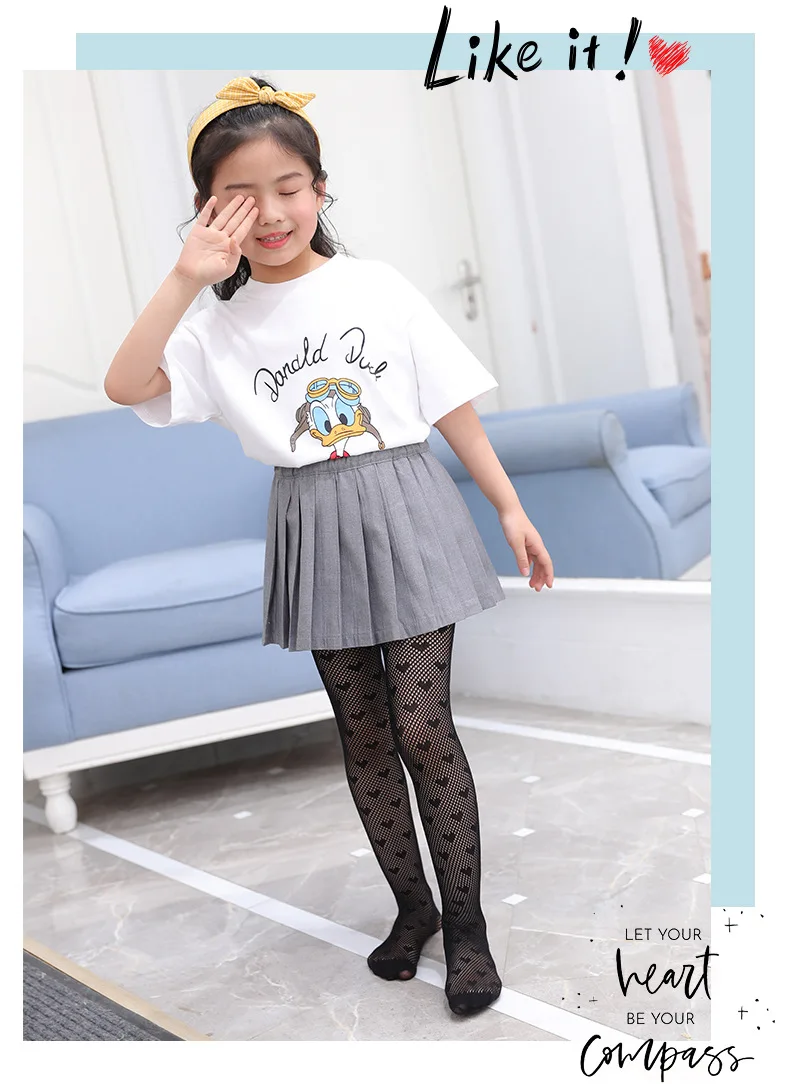

Children Conjoined Stocking Lovely Love-heart Ultra-thin Pants Female Baby Mesh Hollow Out Girls Leggings Comfortable
