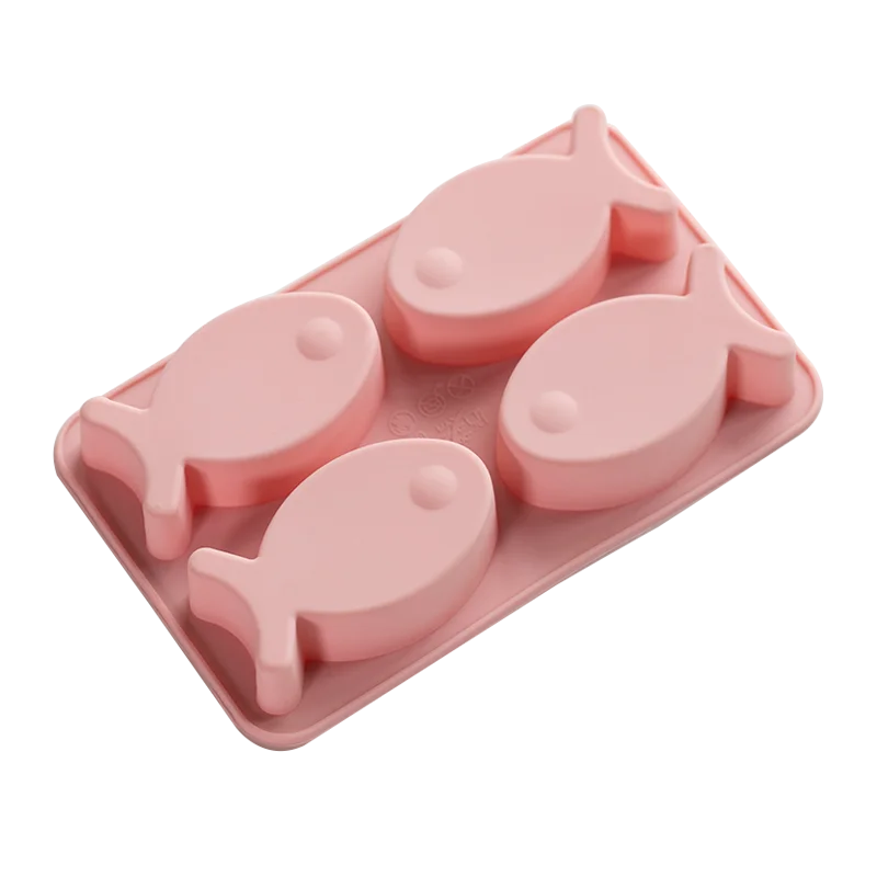 Силиконовая 3d форма для мыла с четырьмя полостями в виде мультяшных рыбок мягкие