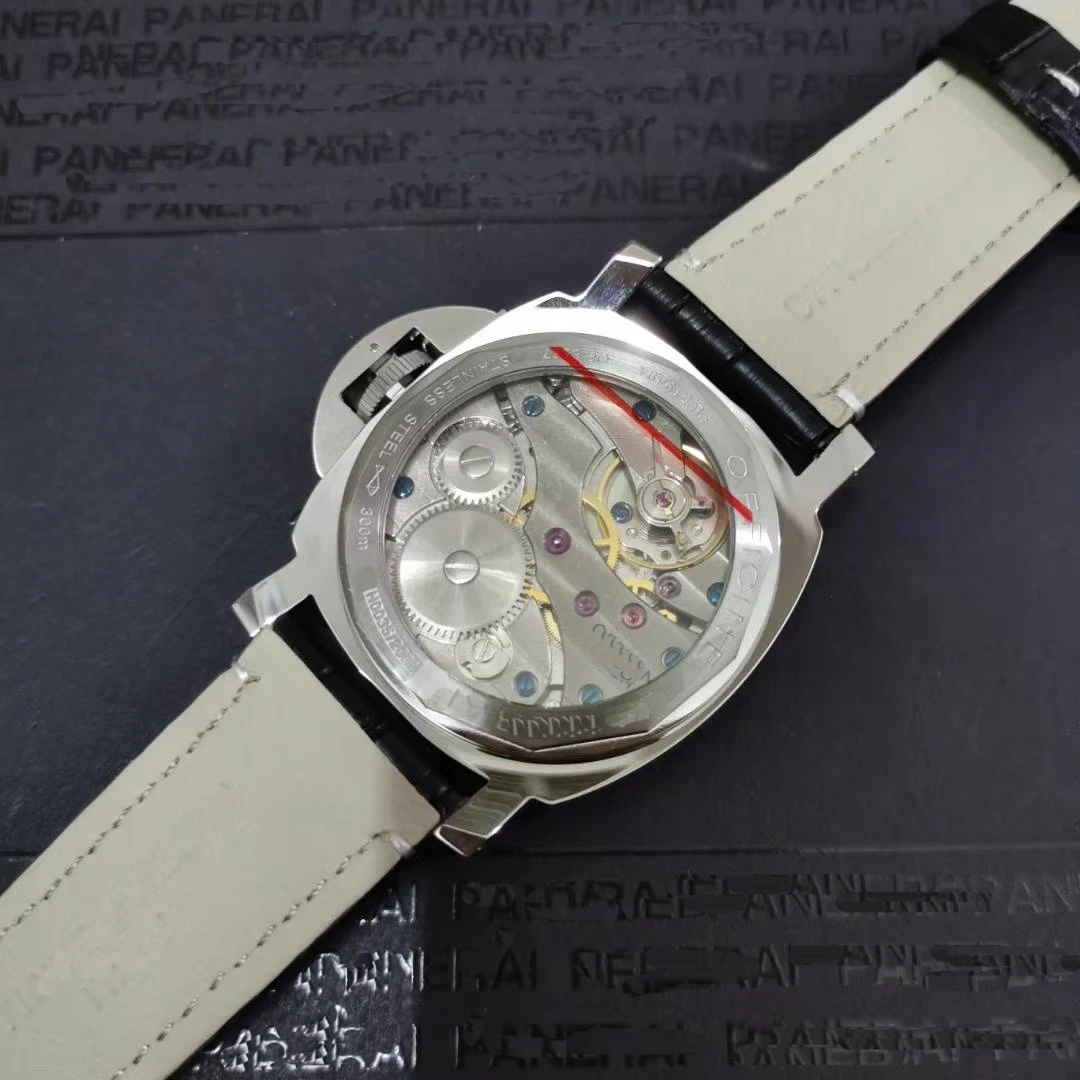 

Classic New Men Automatic Mechanical Sapphire Stainless Steel 44mm Mens Manual Watch Luminous Black Leather