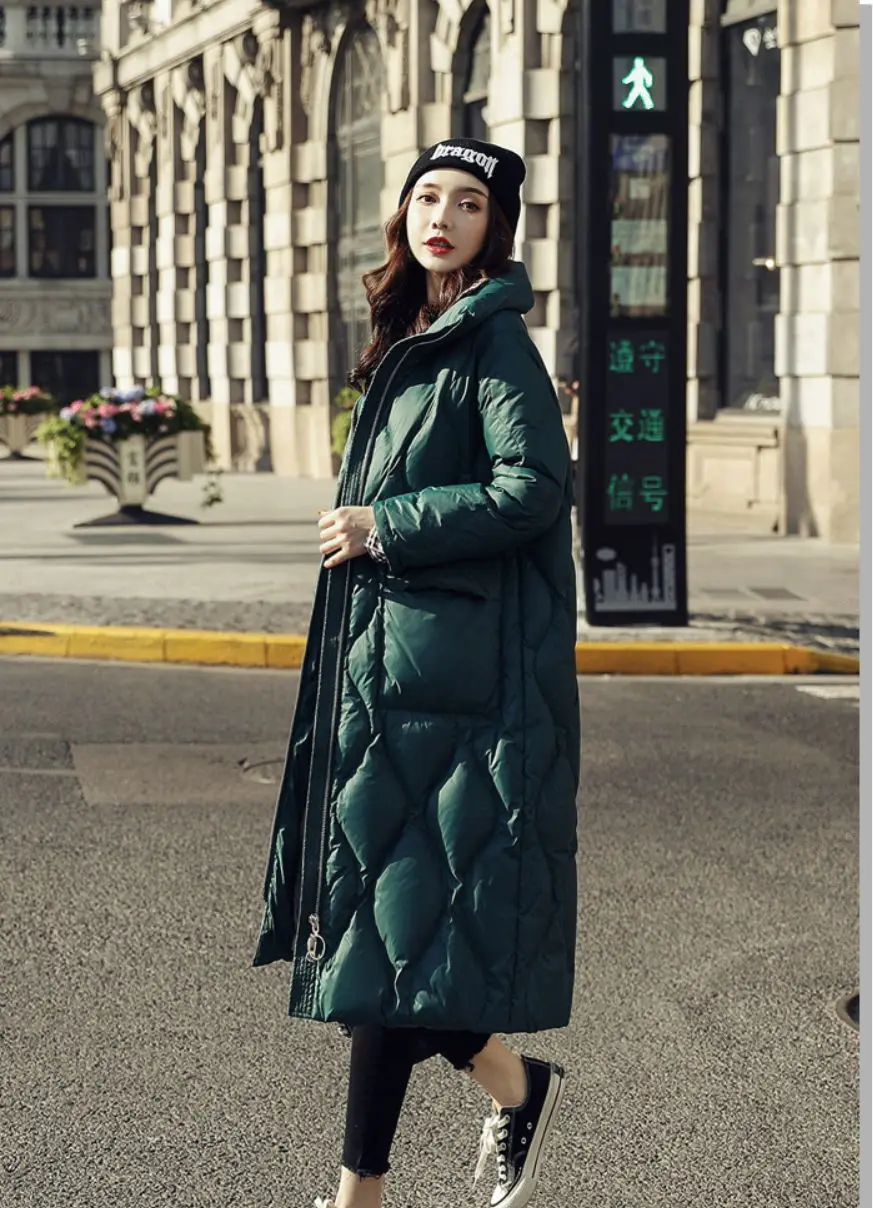 Пуховик женский длинный отрезок 2019 новые взрывные модели тонкий срез модное