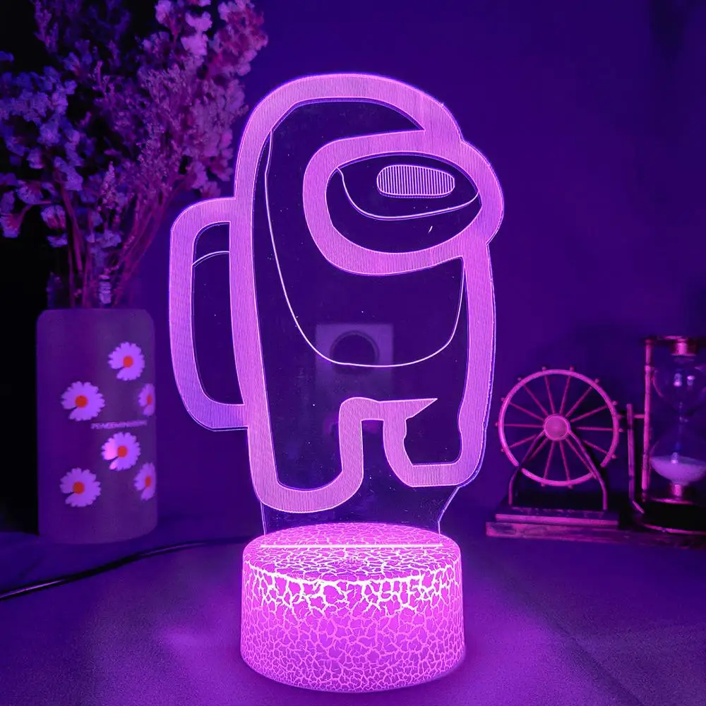 

Amis chauds jeu parmi nous LOGO 3D Illusion lampe de bureau Table bassedcor LED capteur lumires atmosphre chevet lampes
